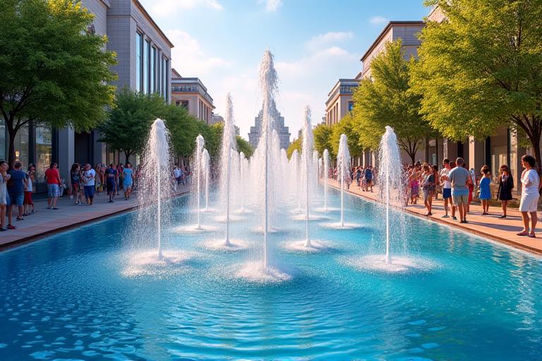Fuente interactiva en plaza pública