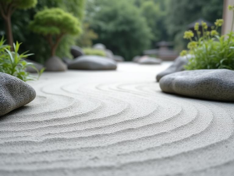 Jardín zen con piedras para meditación
